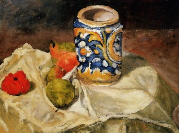 Impressionist Still Life Painting - Still life with Italian earthenware jar Paul Cezanne